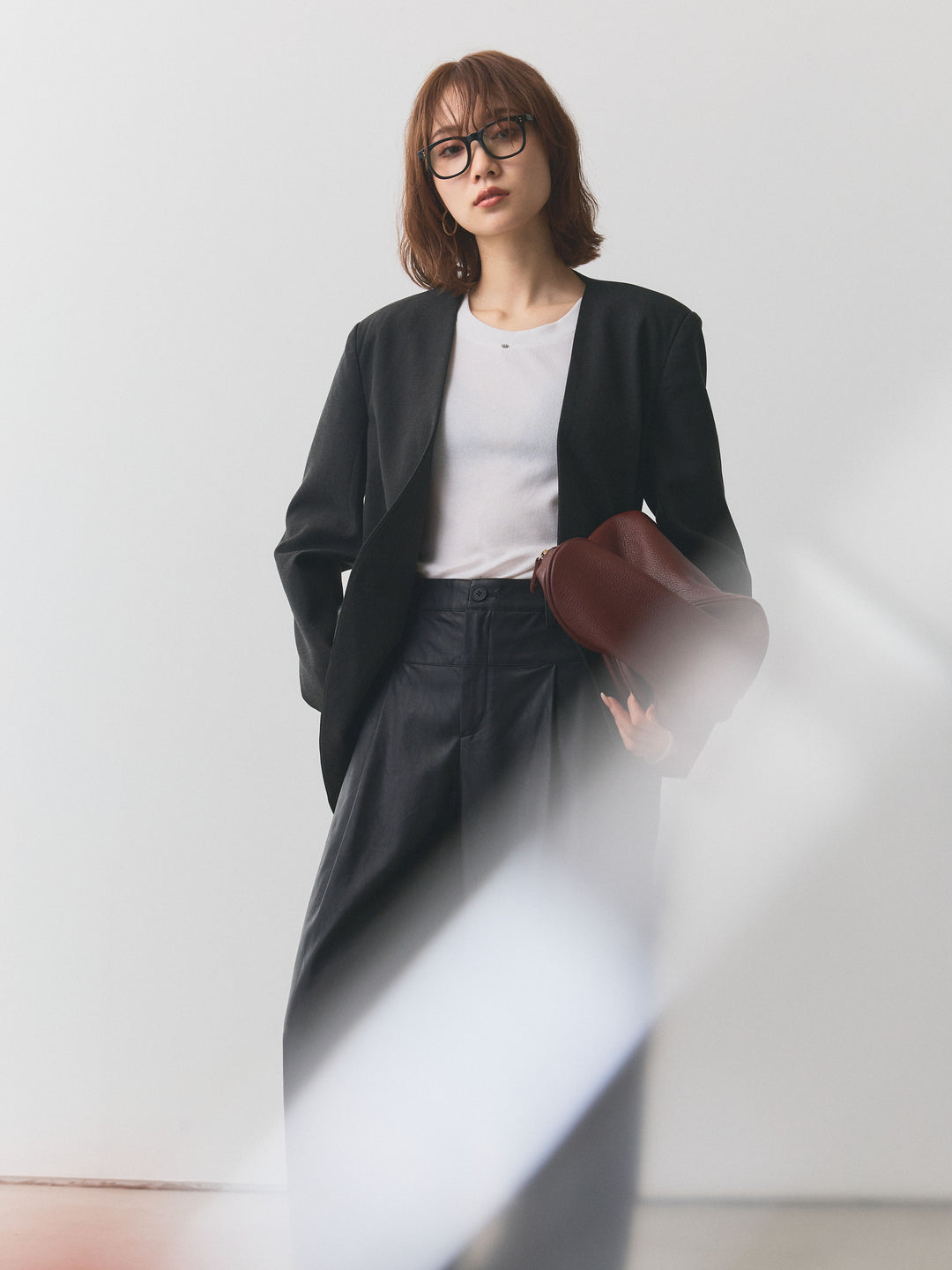 【Allure】[SET]モチーフ付Uネックシアーカットソー+モチーフ付Uネックシアーカットソー(2set)