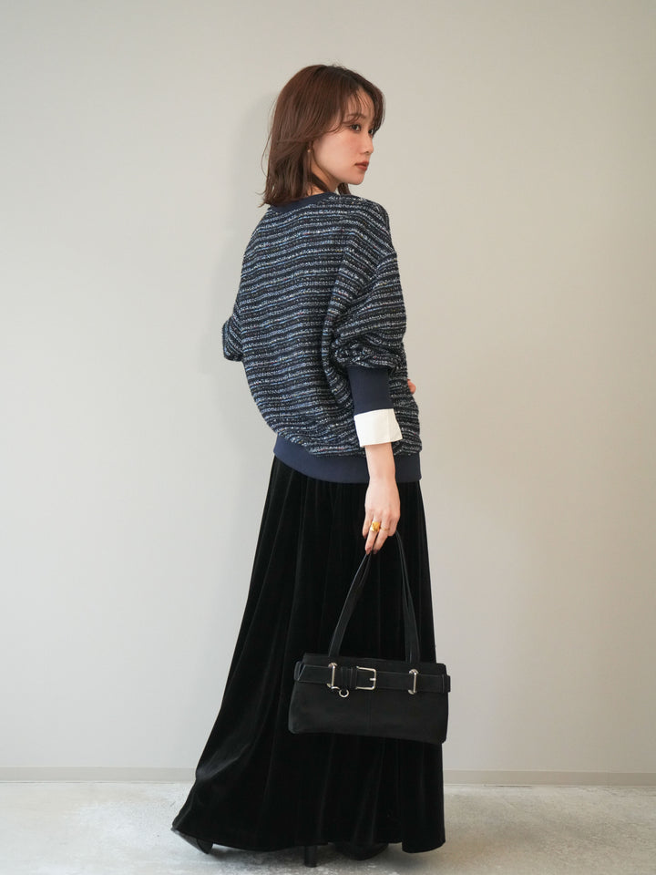 [予約]ベロアフレアスカート/black