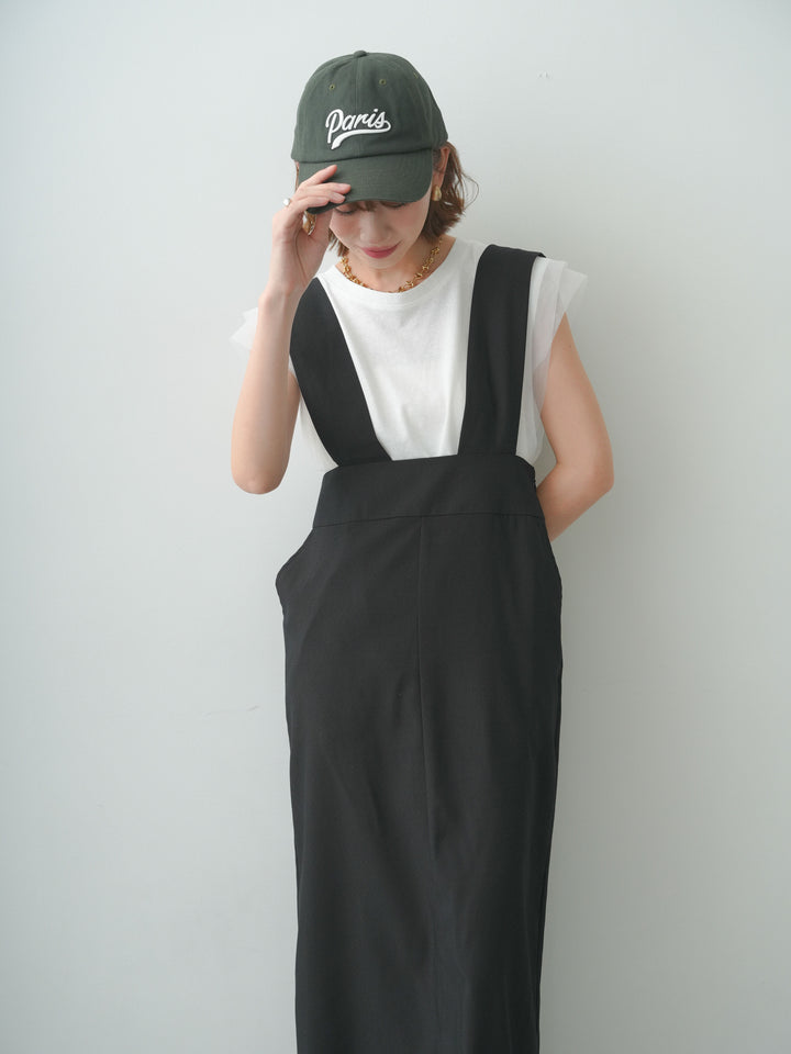[SET]Iラインライトジャンパースカート+ショルダーチュールノースリTEE(2set)