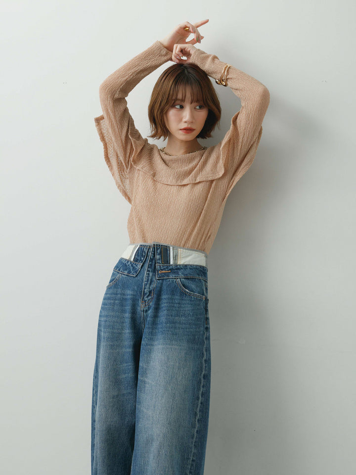 [予約]レースケープデザイントップス/pinkbeige