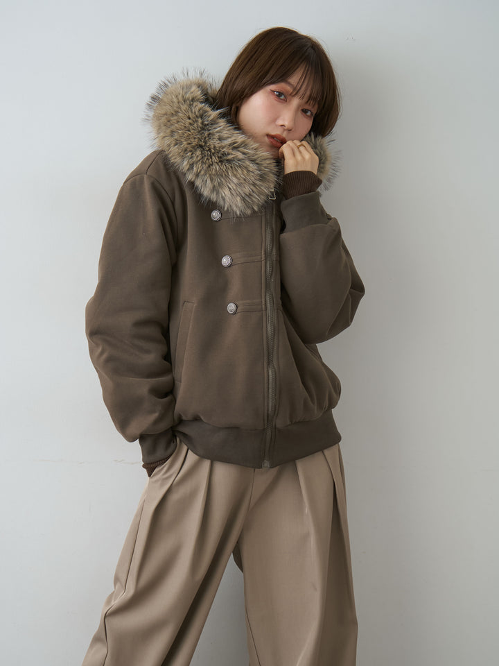 [SET]ナポレオンスウェットパフブルゾン+ツイルタックワイドパンツ(2set)