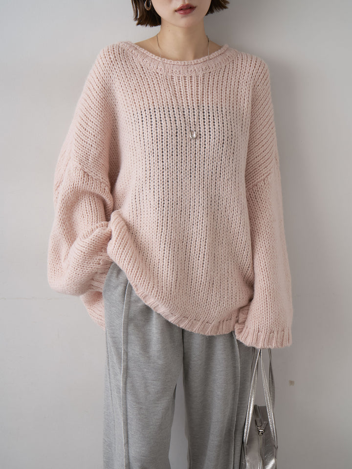 [予約]オーバーサイズドロップショルダーニットプルオーバー/pink