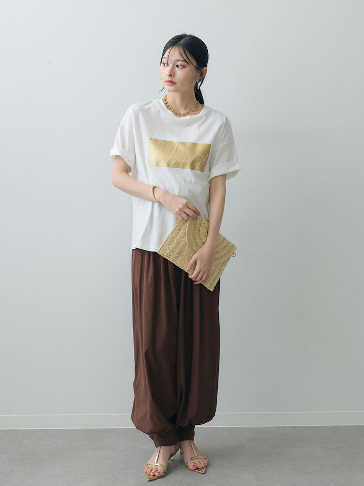 [SET]箔プリントボックスTEE+カフヘムタックコクーンパンツ(2set)
