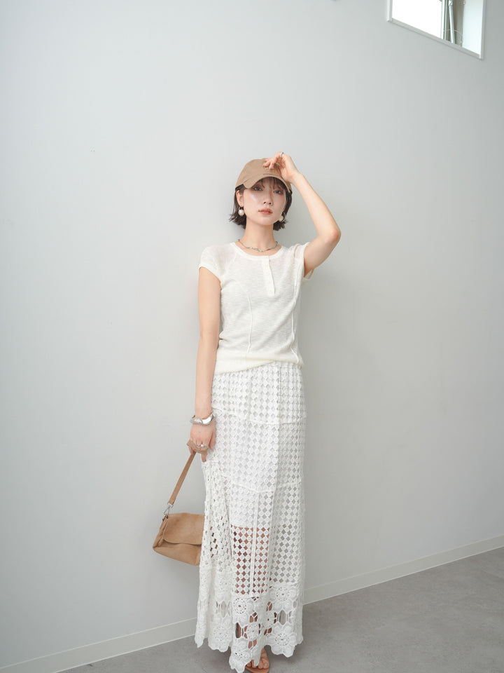 【套裝】亨利羅紋法式夏季針織上衣 + 亨利羅紋法式夏季針織上衣（兩件套）
