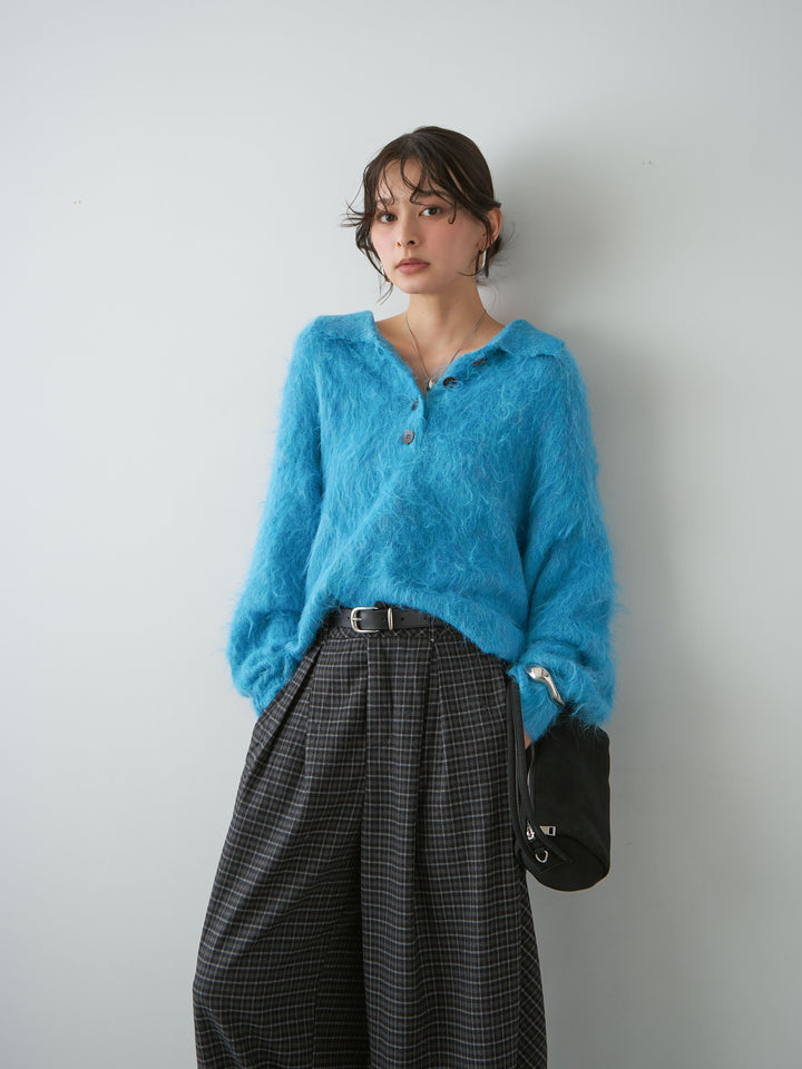 [SET]ヘンリーシャギーニットトップス+選べるアクセセット(2set)