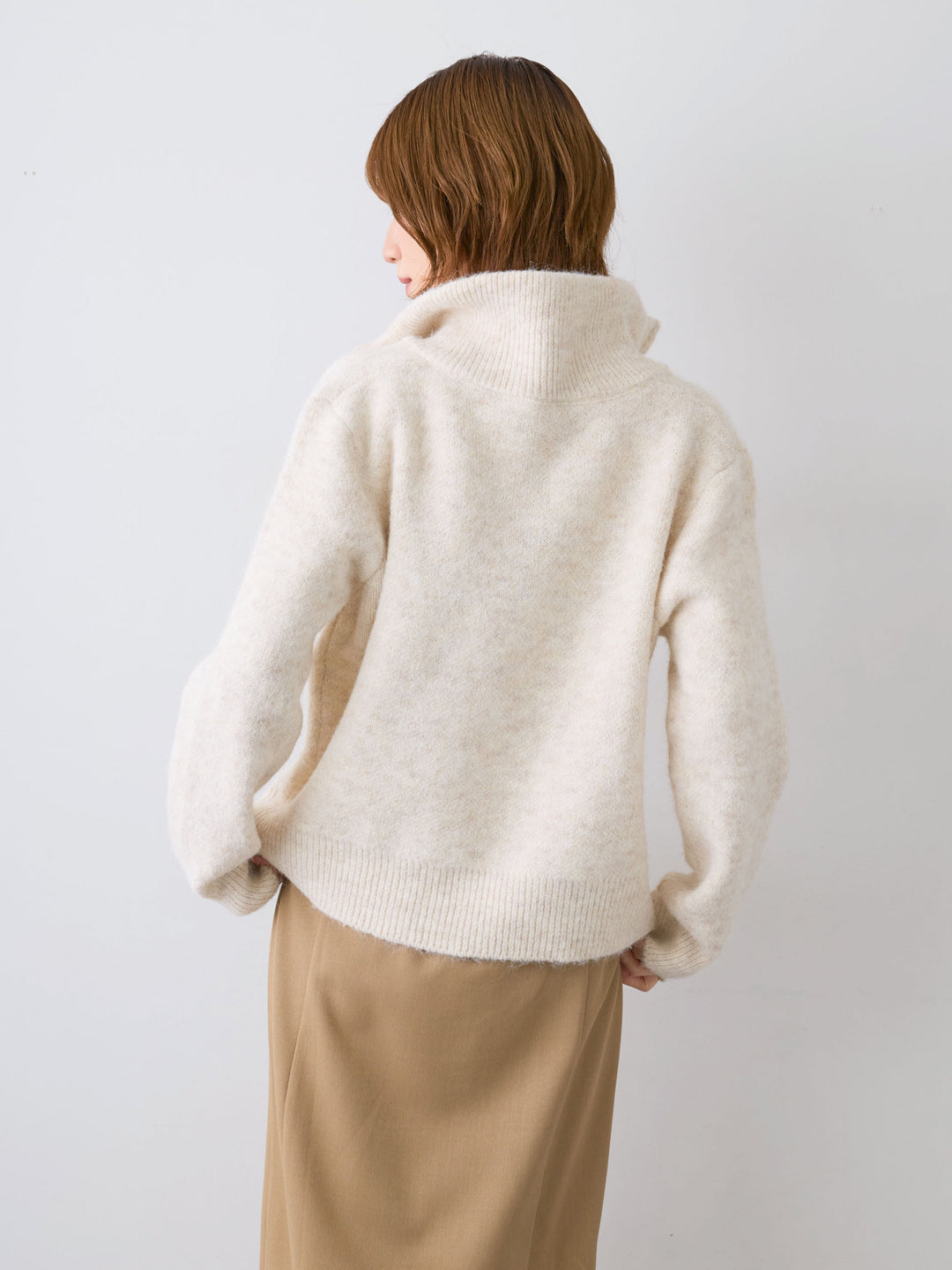 [予約]ナポレオンジップニットカーディガン/beige