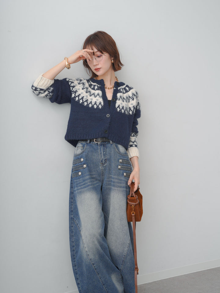 [SET]ノルディッククロップニットカーディガン+ノルディッククロップニットカーディガン(2set)