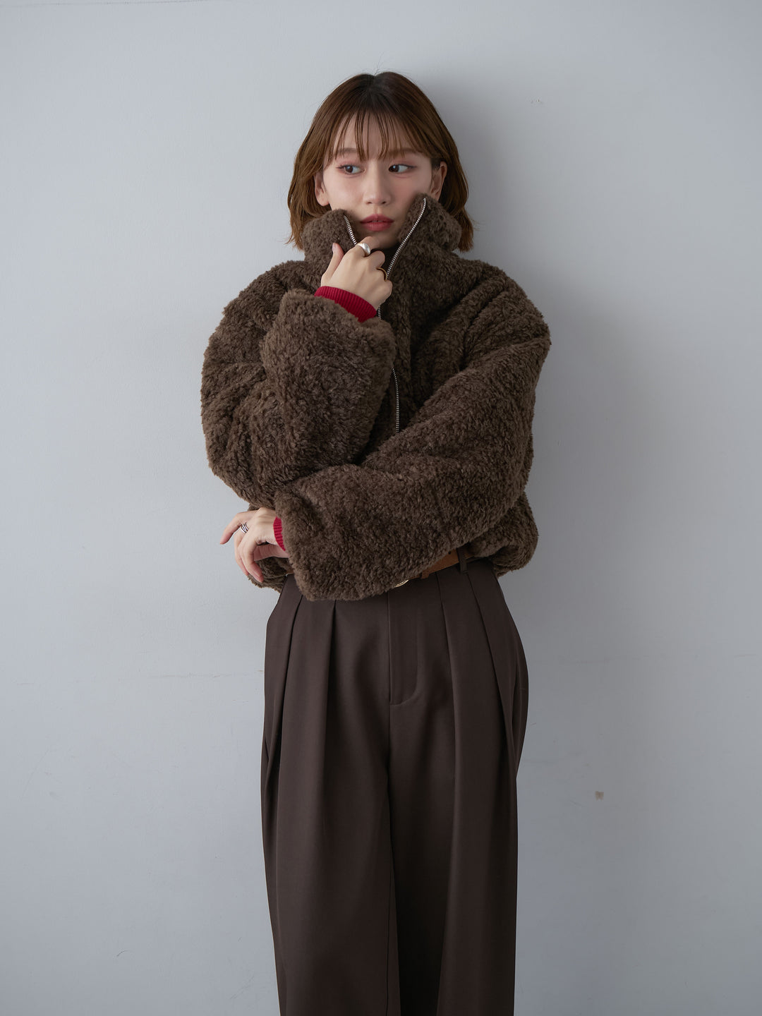 [SET]ブークレボアジップブルゾン+ツイルタックワイドパンツ(2set)