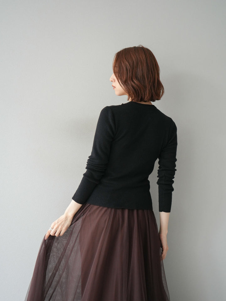 [予約]レイヤードデザインニットカーディガン/ブラック