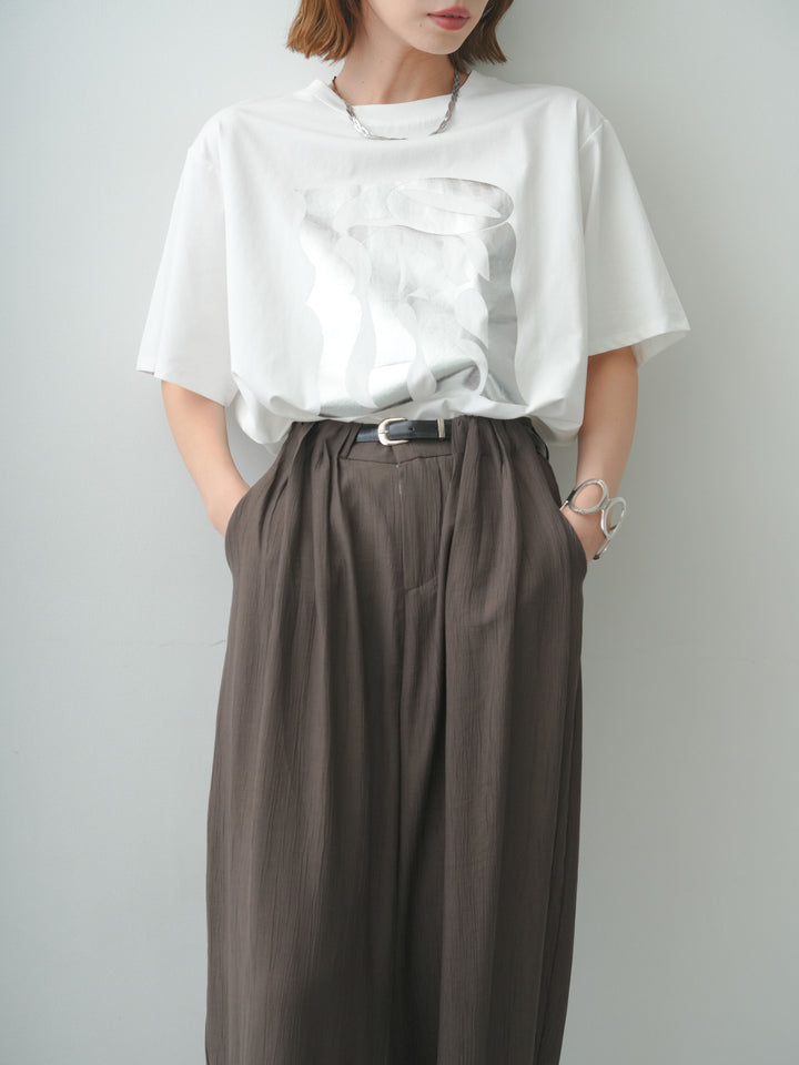 [SET]クールタッチアートロゴオーバーTEE+ベルト付ワッシャーライトワイドパンツ(2set)