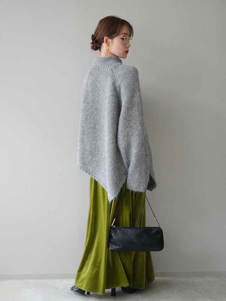 [予約]ベロアフレアスカート/green