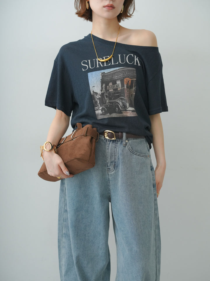 [SET]ワイドネックプリントTEE+ワイドネックプリントTEE(2set)