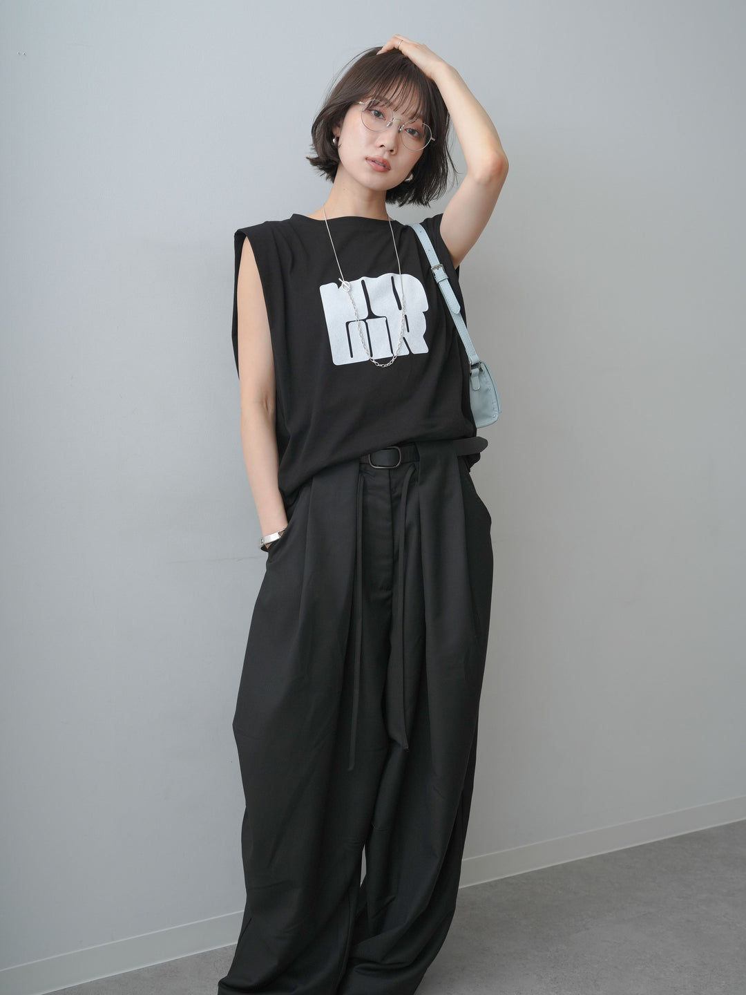 [SET]ヴィンテージロゴドロストTEE+ショルダータックノースリーブオーバーTEE(2set)