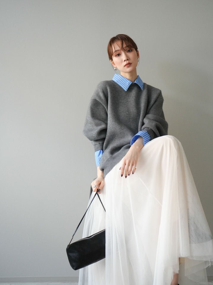 [予約]2WAY襟ニットプルオーバー/gray