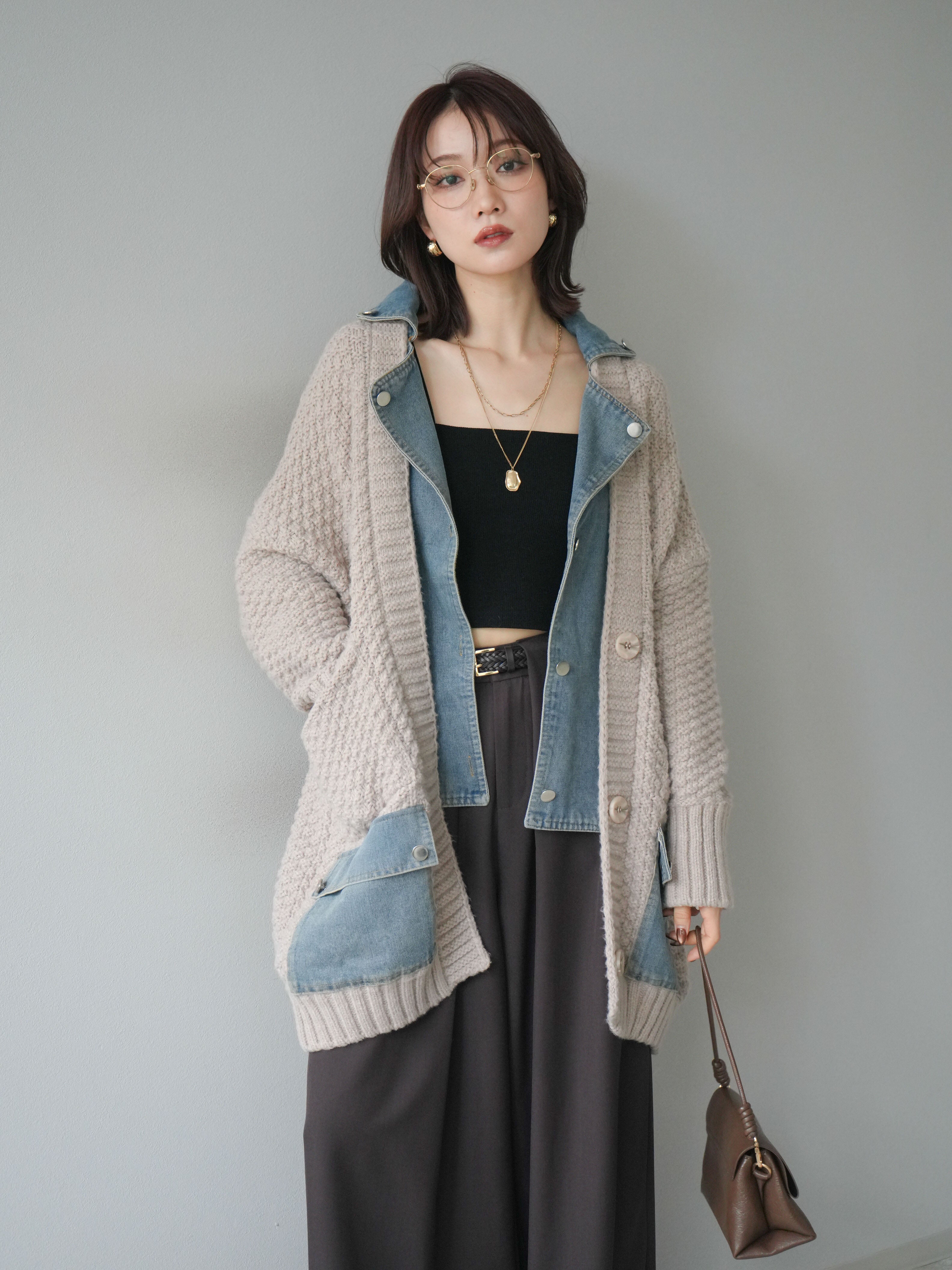 OMMO レイヤードニットパンツ　　ブラック38 OMMO レイヤードニットパンツ ブラック38 andme パンツ