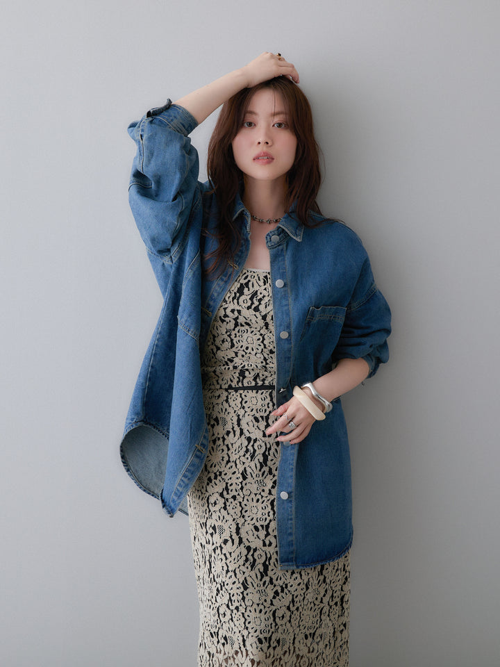 [予約]ビッグポケットデニムオーバーシャツ/denimblue