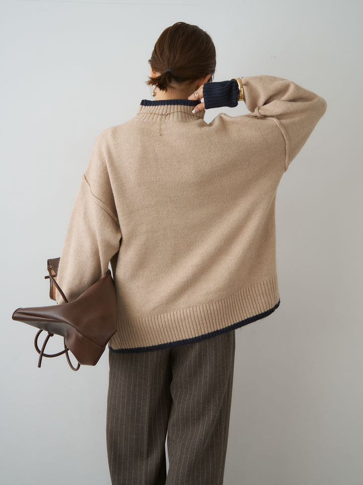 【套裝】Center Line 雙色寬針織上衣 + 配件套裝（2 套）