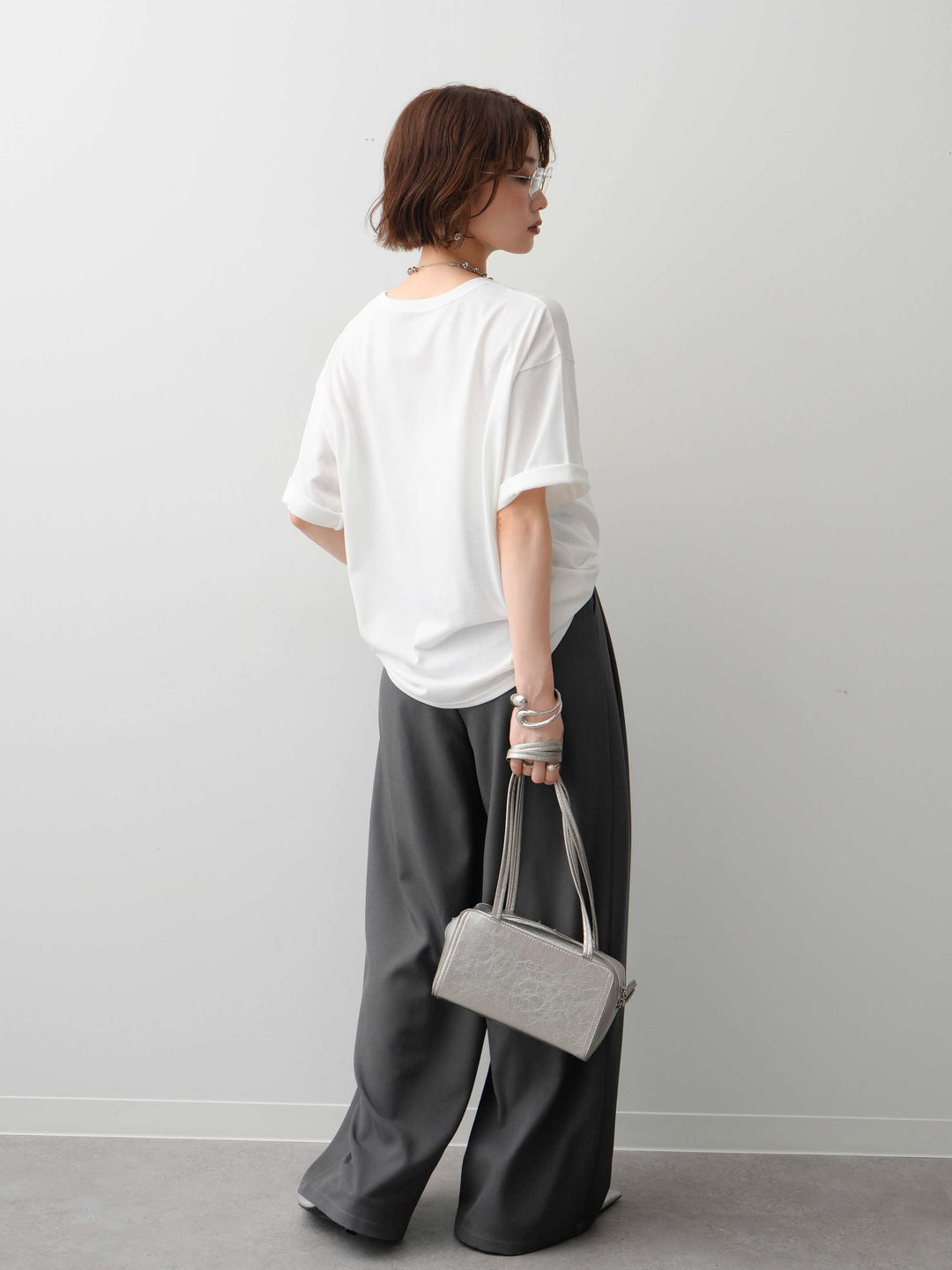 [SET]フラワーフォトTEE+ベルトループデザインワイドパンツ(2set)