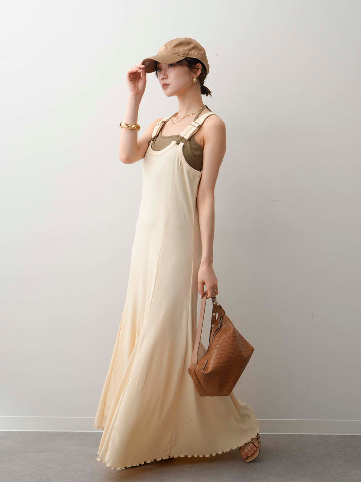 【預購】吊帶美人魚羅紋洋裝 / 象牙色