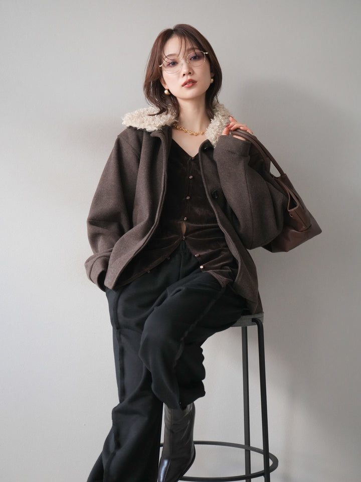 [予約]ロービングボアえりブルゾン/brown