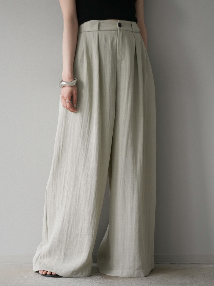 [套裝] 亞麻質感腰帶背心和褲子套裝（2 組）