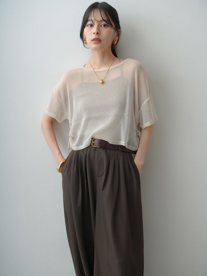 【套裝】亮片薄紗側褶設計上衣 + 亮片薄紗側褶設計上衣（兩件組）