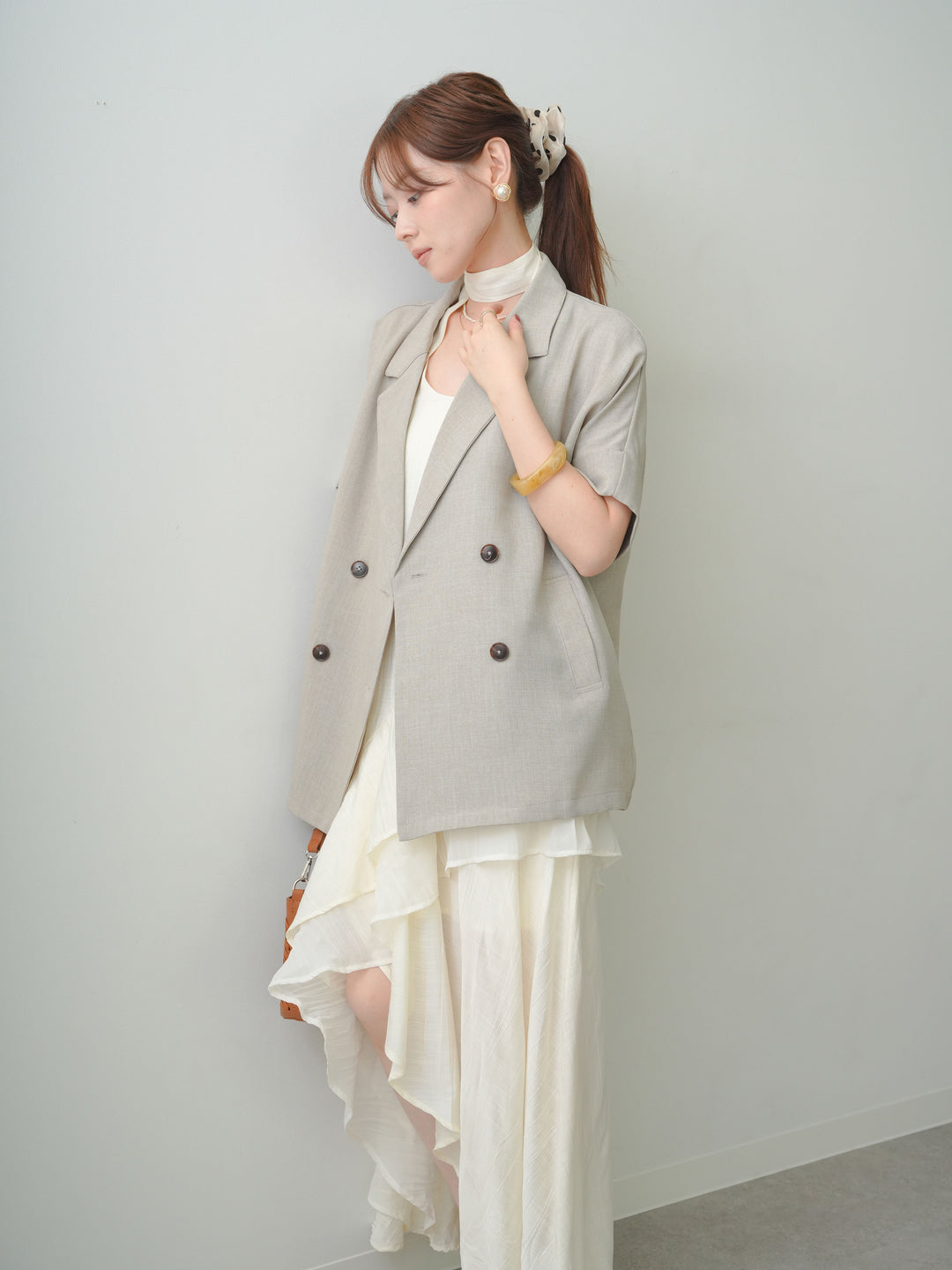 [予約]ラッフルヘムレイヤードキャミワンピース/white