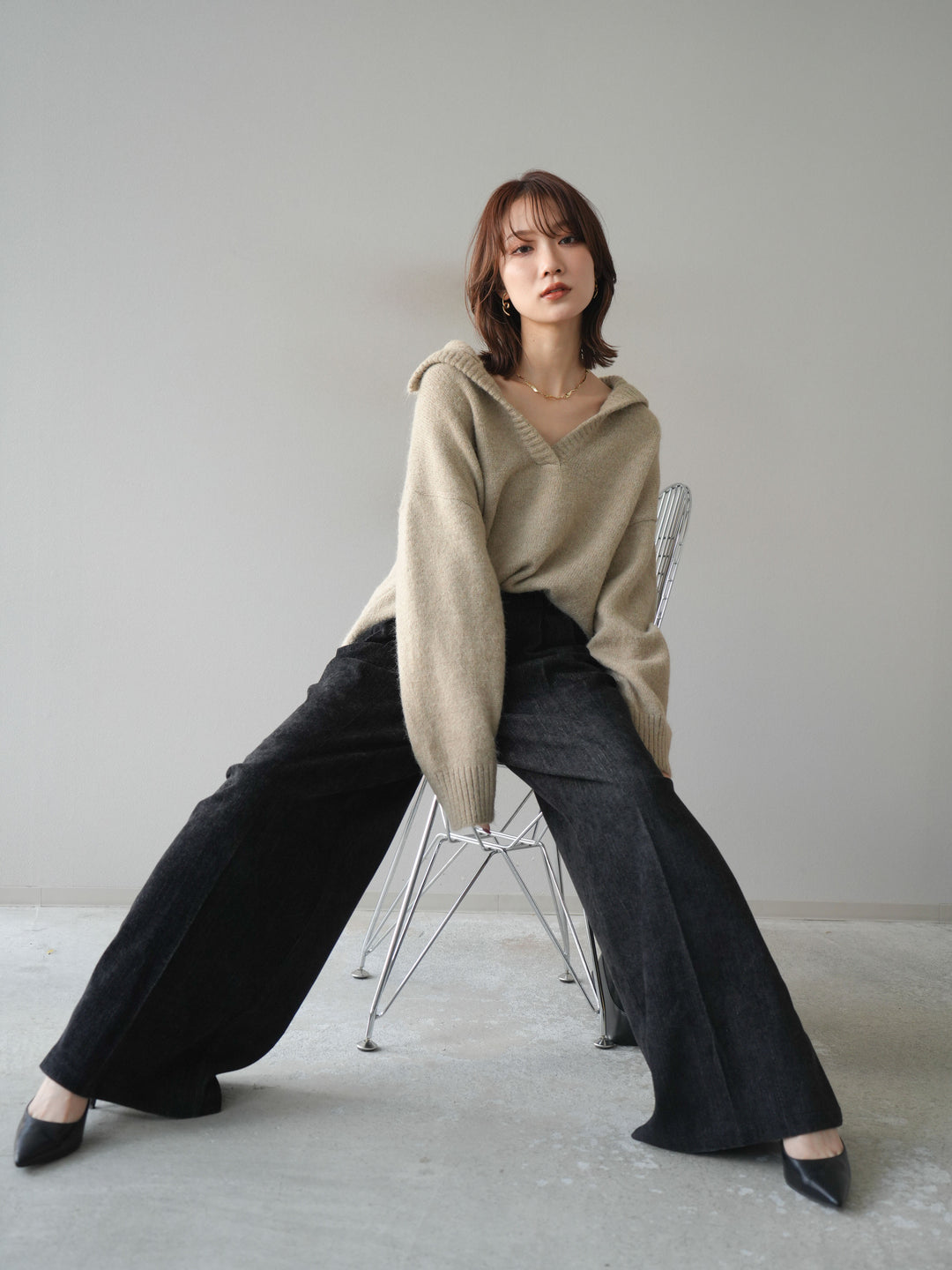 [SET]スキッパーニットプルオーバー+選べるアクセセット(2set)