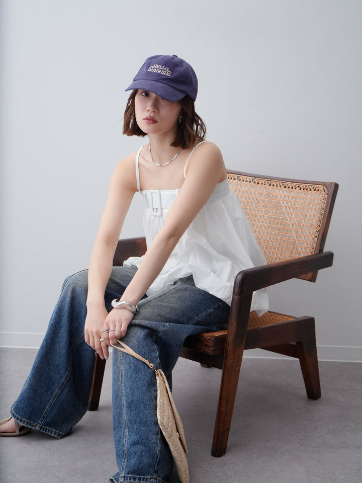 [予約]バックル付バルーンキャミトップス/white