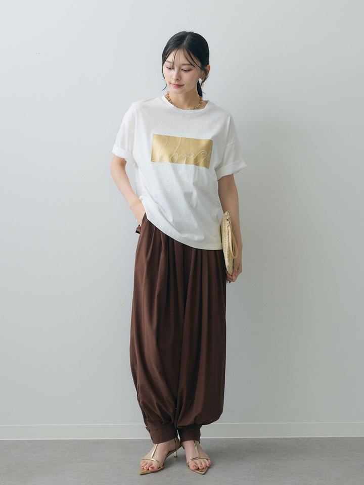 [SET]箔プリントボックスTEE+カフヘムタックコクーンパンツ(2set)