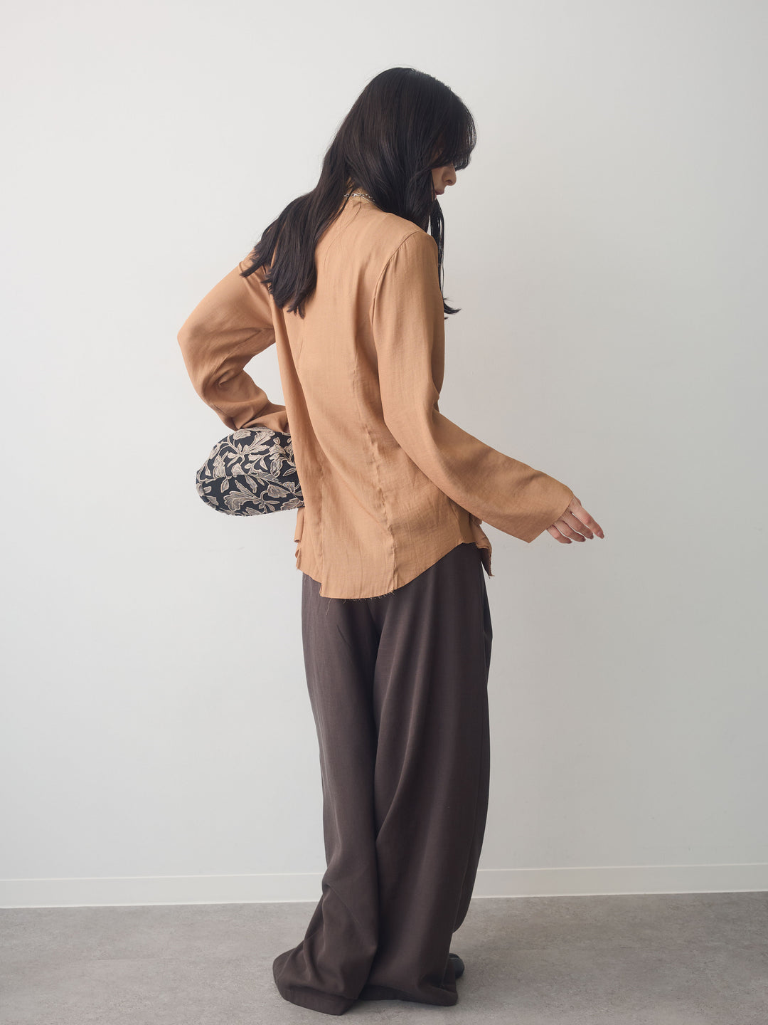 [SET]フロントギャザーリボンブラウス+ツータックドレープストレートパンツ(2set)