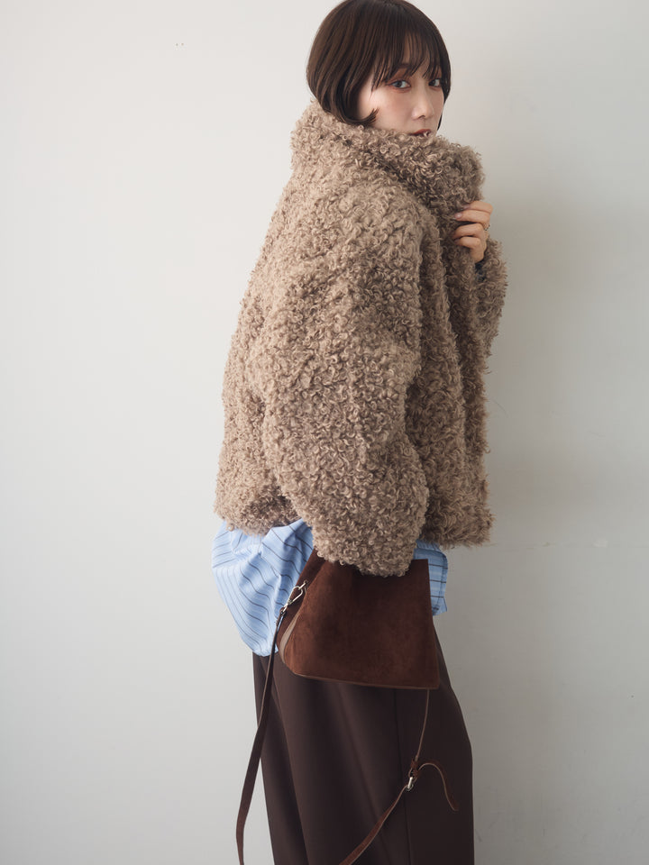 [予約]プードルファースタンドカラージャケット/beige