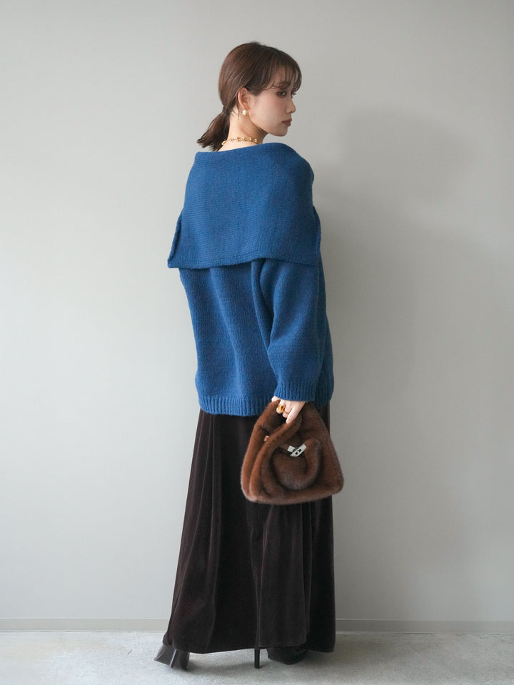 [予約]ベロアフレアスカート/brown