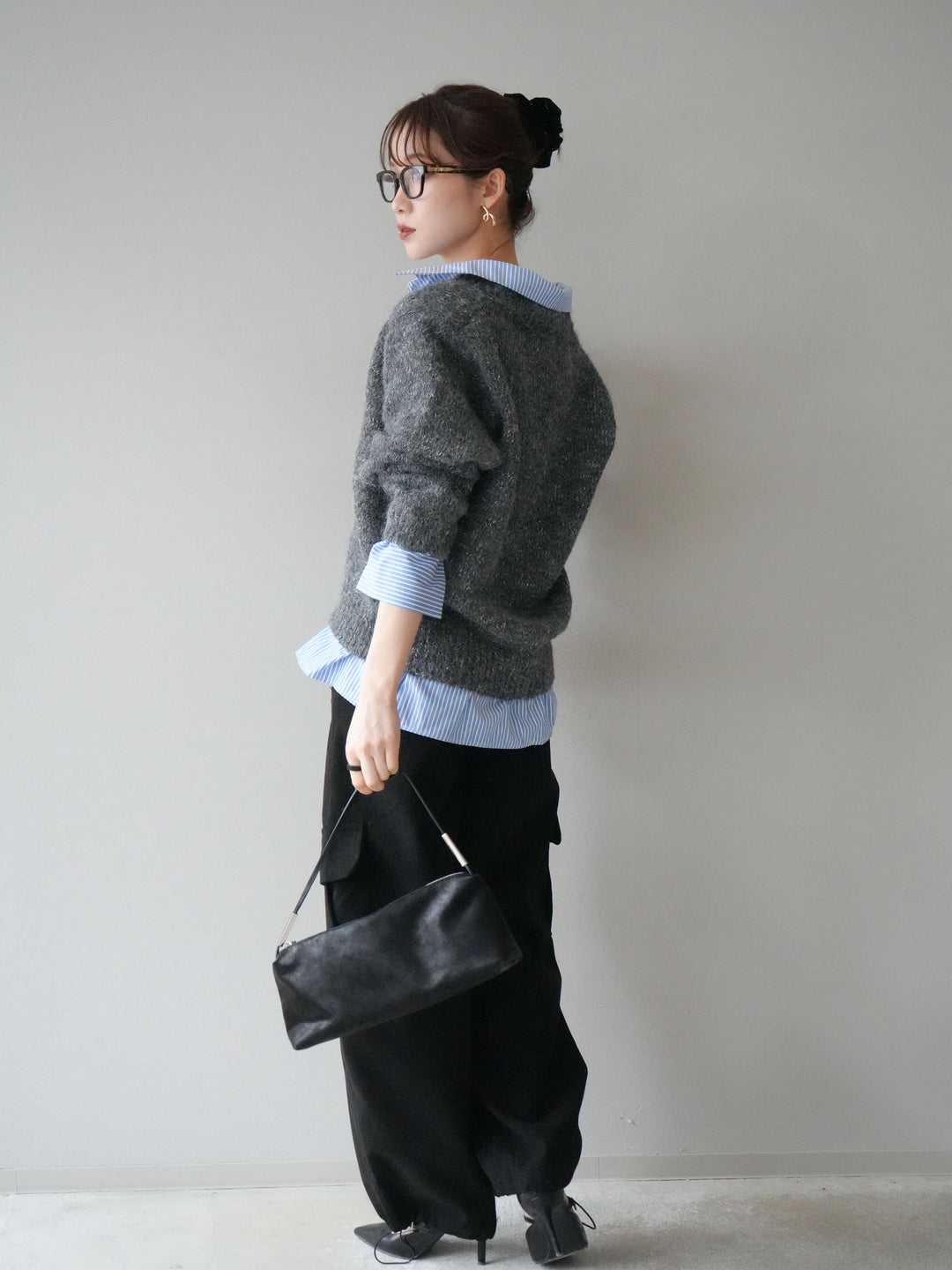 [予約]ベルト付コーデュロイカーゴパンツ/black