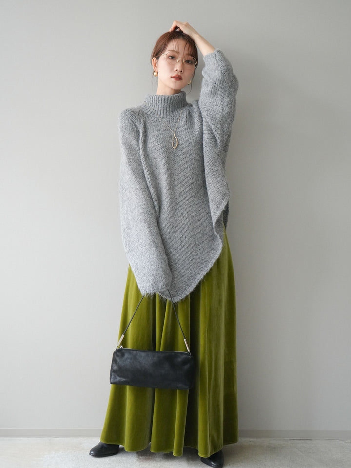 [予約]ベロアフレアスカート/green