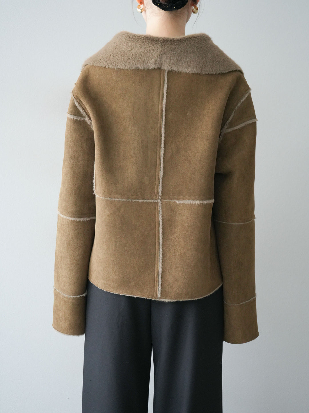 [予約]スタンドカラームートンZIPジャケット/khaki