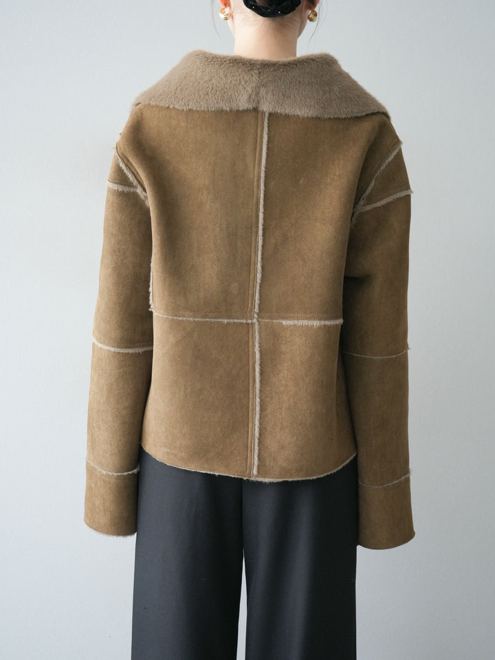 [予約]スタンドカラームートンZIPジャケット/khaki