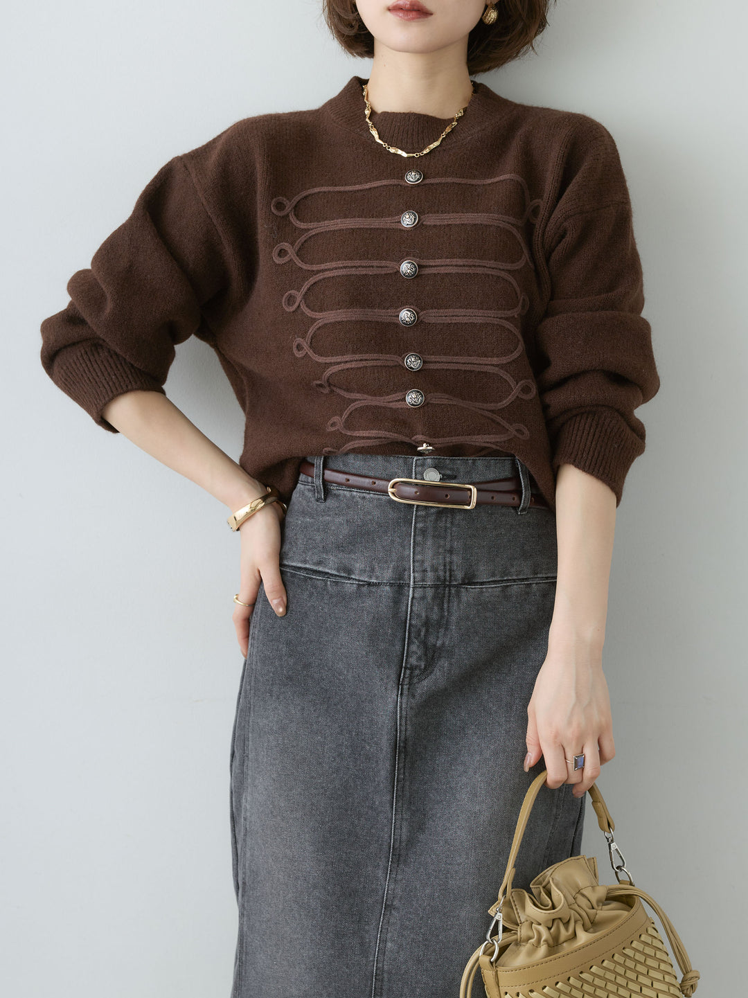 [予約]ナポレオンニットプルオーバー/brown