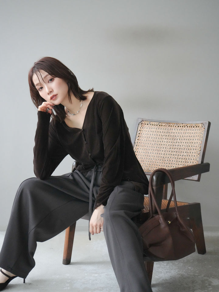 [予約]ベロアカーディガン/brown