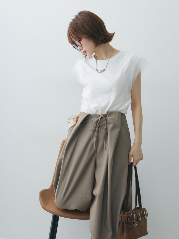 [SET]ショルダーチュールノースリTEE+ショルダーチュールノースリTEE(2set)