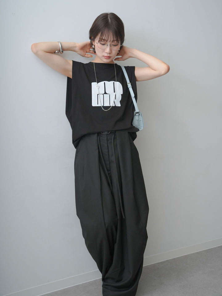 [SET]ヴィンテージロゴドロストTEE+ショルダータックノースリーブオーバーTEE(2set)