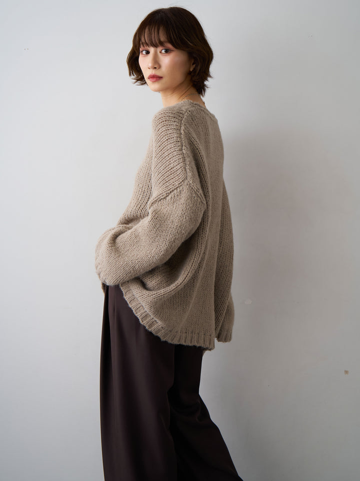 [予約]オーバーサイズドロップショルダーニットプルオーバー/beige