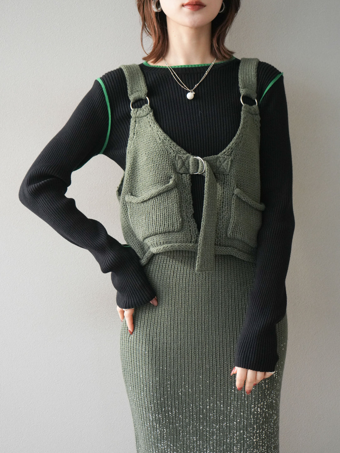 [予約]ニットビスチェ/ashgreen