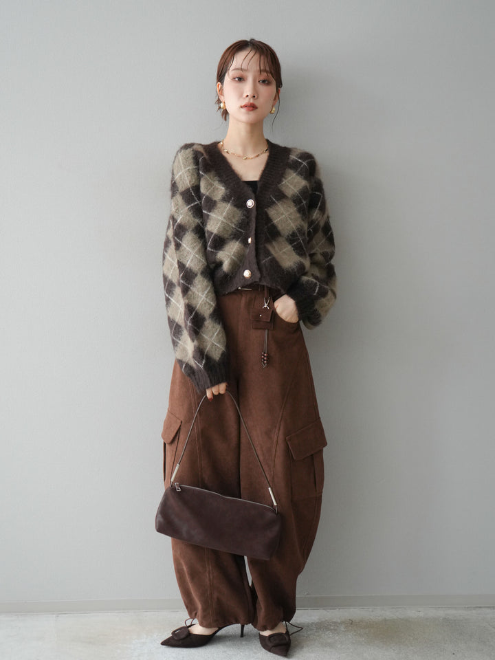 [予約]ベルト付コーデュロイカーゴパンツ/brown