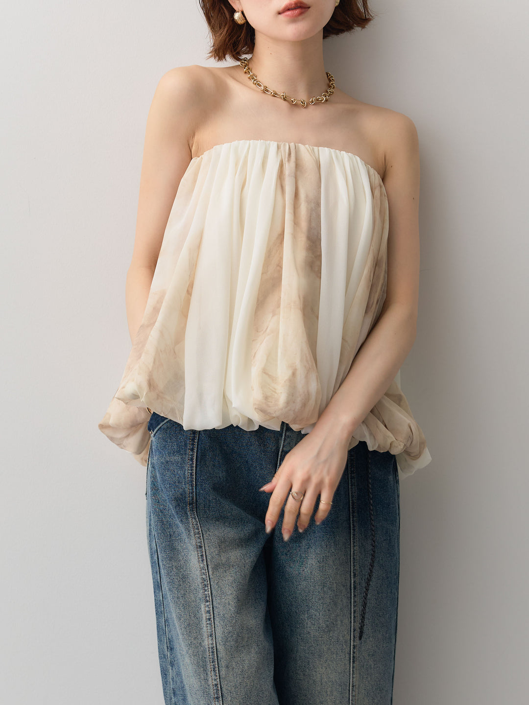 [予約]シフォンバルーンベアトップス/beige