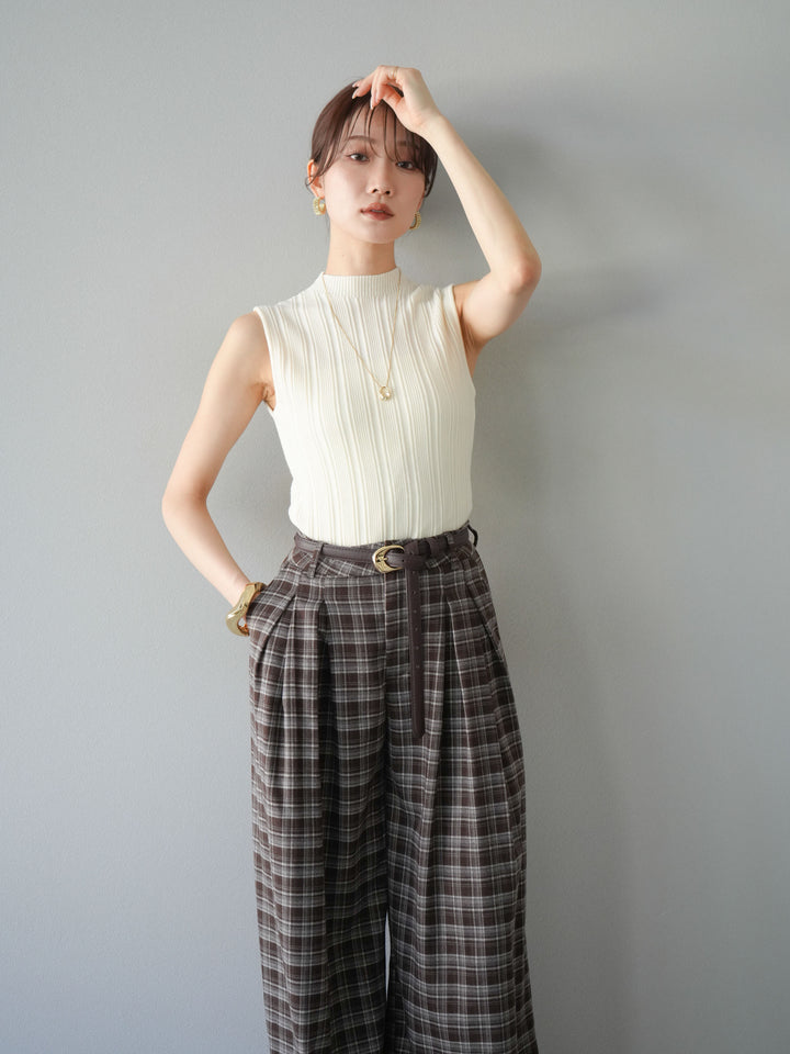 [予約]スリーブレスランダムリブニットトップス/アイボリー