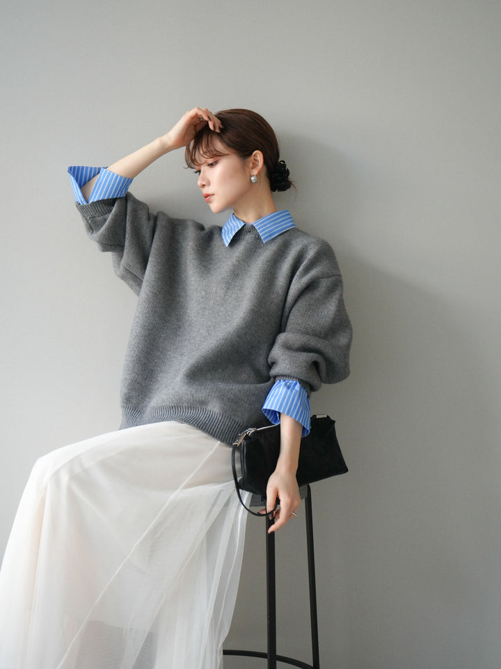 [予約]2WAY襟ニットプルオーバー/gray