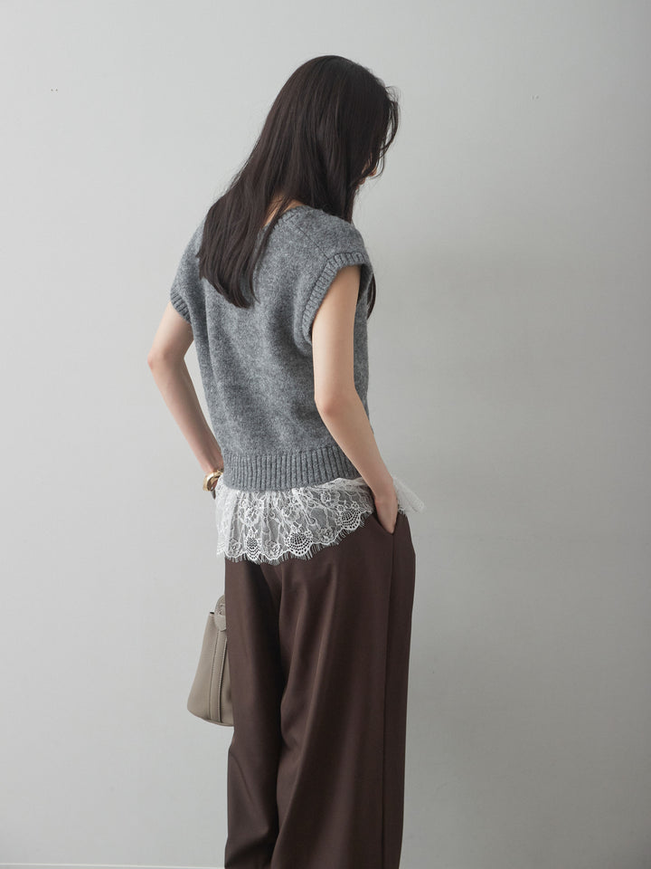 [予約]モヘアレースドッキングベスト/charcoal
