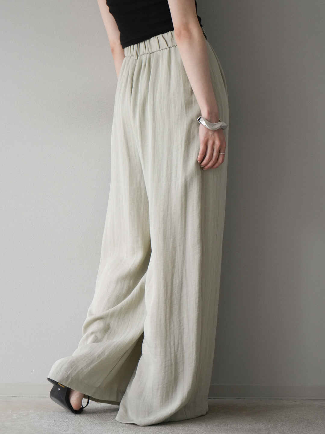 [套裝] 亞麻質感腰帶背心和褲子套裝（2 組）