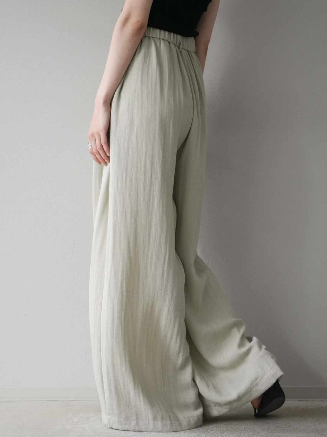 [套裝] 亞麻質感腰帶背心和褲子套裝（2 組）